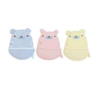 LOORGVEL 3pcs Baby Bath Mitts Toddler Soap Foaming Gloves Made of Soft Cotton and Crystal Velour for Full Body Shower and Oil Removal, Suitable for Bath and Shower Use