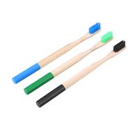 LOORGVEL 3pcs Bamboo Toothbrush with Soft Charcoal Bristles Natural Biodegradable Round Handles for Adults Ergonomic Design for Teeth and Gum Friendly Oral Hygiene Random Color
