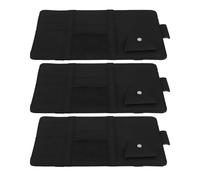 LOORGVEL 3Pcs Car Sun Visor Organizer Pouch Set Black Leather Multi-Function Storage Bag for Registration Insurance Cards Sunglasses Holder Compatible with Trucks