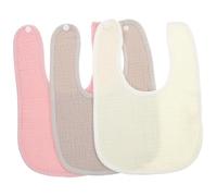 LOORGVEL 3pcs Cotton Bibs with Snap Closure Soft Absorbent Muslin Drooling Bibs for Boy Girl and Comfortable Fit Neck Protection Includes Yellow Coffee Pink Colors