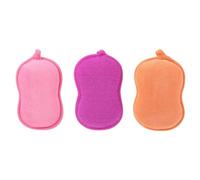 LOORGVEL 3pcs Double-Sided Shower Sponges for Newborns Exfoliating Soft Bath Scrubber Towels for Gentle Skin Massage and Circulation Comfortable Grip Bathroom Supply Random Color