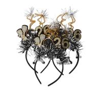 LOORGVEL 3pcs Happy Year Sparkly Hair Hoop Year's Eve Party Supplies Decorative Headband Stars Sequins for Year Festival Parties Photo Props