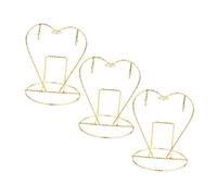 LOORGVEL 3pcs Heart Shaped Mug Drying Rack with Built Drainage Golden Metal Cup Saucer Holder Stand for Tea Mugs and Coffee Cups Space Saving Organizer for Kitchen and Office Countertops