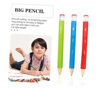 LOORGVEL 3Pcs Large Wooden Writing Pencils Octagonal Design Smooth Writing Lightweight Students Stationery Fun Cartoon Pencils Portable for Boys