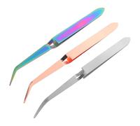 LOORGVEL 3pcs Manicure Tweezers Set Nail Sculpting Tools Stainless Steel Nail Pinching Clips Silver Rose Gold and Titanium for Art Precision Crafting and Tip Shaping