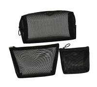 LOORGVEL 3Pcs Mesh Makeup Organizer Bag Portable Travel Cosmetic Pouch for Transparent Multifunctional Toiletry Storage with Fine Workmanship and Durable Design