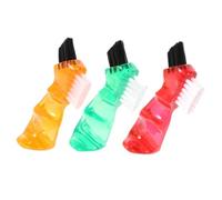 LOORGVEL 3PCS Mini Denture Brush Set Double-Headed Small Portable Toothbrush for Oral Care Home Cleaning Red Orange Green