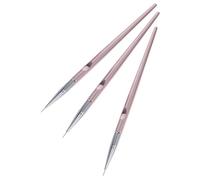 LOORGVEL 3pcs Nail Painting Brush Pen Rose Gold Manicure Accessories Lightweight Long Handle Nail Art Liner Pens for DIY Gel Professional Use