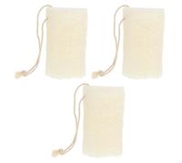 LOORGVEL 3pcs Natural Loofah Body Scrubber with Hanging Cord Organic Exfoliating Sponge for Shower and Kitchen Cleaning Deep Cleansing and Dead Skin Removal Rich and