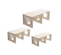 LOORGVEL 3pcs Natural Wood Multi Chamber Hamster Hideout for Small Pets Space Saving Activity Center and Shelter for Hamsters Mice Hedgehogs Easy to Clean and Fits Various Cages
