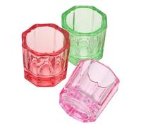 LOORGVEL 3pcs Octagonal Glass Nail Art Dappen Dish Versatile Nail Liquid Mixing Bowls for Acrylics Pigments and Crafting Transparent Essential Manicure Tools