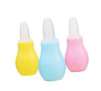 LOORGVEL 3pcs Silicone Nose Aspirator with Soft Suction Nozzle for Newborns and Easy to Clean Manual Nasal Vacuum Sucker Yellow Pink Blue