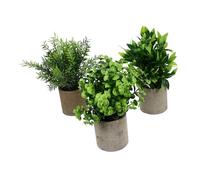 LOORGVEL 3pcs Simulation Potted Fake Green Plant Artificial Bonsai Decor for Home Office School Car Shop Fade Resistant Eucalyptus Leaf Ornament