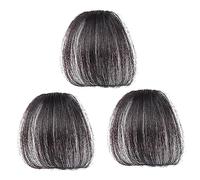 LOORGVEL 3pcs Smooth Fake Hair Bangs for Women Natural Black Synthetic Wig Bangs with Invisible Clips Breathable and False Fringe for Thin Hair and Hairstyle Change
