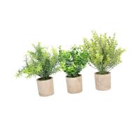 LOORGVEL 3pcs Vivid Faux Plants Artificial Eucalyptus Leaf Bonsai with Flocked Texture Decorative Potted Ornaments for Indoor Desktop Home Office