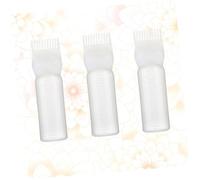 LOORGVEL 3pcs White Hair Coloring Bottle Applicator Comb Set with Graduated Scale, Hairdressing Root Comb Applicator Bottles for Salon and Home Diy Hair Dyeing