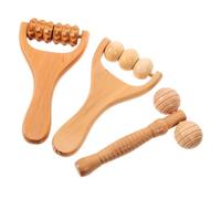 LOORGVEL 3pcs Wooden Neck and Shoulder Massager Roller Smooth Acupoint Stimulating Massage Tools for Back Waist and Foot Relaxation Moderate Intensity Safe and Easy to Use