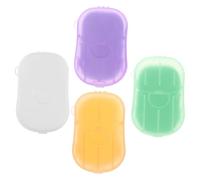 LOORGVEL 4 Boxes Travel Soap Sheets with Portable Storage Box Lightweight Disposable Hand Washing Flakes for Outdoor Hotel Business Trips Lavender Milk Lemon Scents Random Color