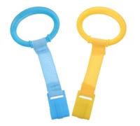 LOORGVEL 4 pcs Cot Hanging Rings for Bed Stand Up Training Safe Smooth Edges Playpen Accessories for Walking Exercise Nylon Plastic Pull Up Rings for Nursery Crib