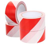 LOORGVEL 4 Rolls Red and White PE Caution Tape Non-adhesive Barrier Tape for Safety Warning and Area Marking Stretch-resistant Stripes Easy Clean Removal for and Danger Zone Indication