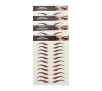 LOORGVEL 4 Sheets Imitation Eyebrow Stickers Brown Temporary Natural Look Fake Eyebrows for Sparse No Brows Reusable Wet-activated Hair-like Design