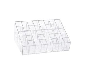 LOORGVEL 40-grid Lipstick Holder and Nail Polish Rack, Plastic Stair-step Lip Gloss Organizer for Makeup Storage and Cosmetic Display in Home or Salon