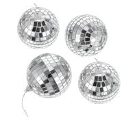 LOORGVEL 4pcs 8cm Small Disco Ball Cake Mirror Balls Decor Set Reflective Glass Sphere Party Wedding Stage Ornament for 90s Theme and Dessert Table Decoration