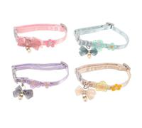 LOORGVEL 4pcs Adjustable Cat Collars with Flower Bow Tie Decorations Lightweight Breakaway Neckwear for Kittens Puppies for Walks Parties Seasonal Events