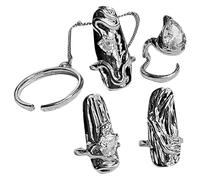 LOORGVEL 4Pcs Adjustable Open Nail Rings with Rhinestone Crystal Accent for Women and Chic Fingertip Fashion Accessory for Halloween Wedding and Parties