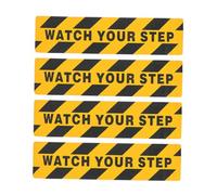 LOORGVEL 4pcs Anti-slip Caution Floor Tape with Watch Your Step Warning for Stairs and Walkways Pet Material High Visibility Non-skid Safety Sticker for Wet Floors and Hazardous Areas