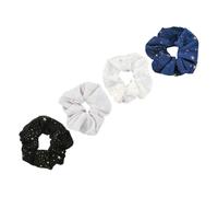 LOORGVEL 4pcs Decorative Star Pattern Elastic Hair Ropes Women’s Ponytail Hair Accessories Chiffon Fabric Ties Set for Daily Styling and Casual Wear