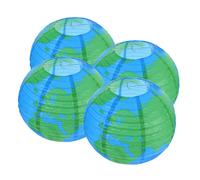 LOORGVEL 4pcs Earth Globe Paper Lanterns Vibrant Hanging Round Decorations for Parties and Classrooms Easy to Assemble Durable Sturdy Paper Day Celebrations