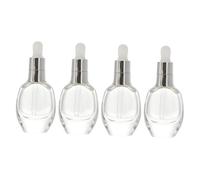 LOORGVEL 4pcs Glass Storage Bottles with Silver Droppers Refillable Essential Oil Dropper Bottles for Travel Cosmetics Lotion Muscle Liquid Portable Subpackaging