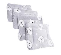 LOORGVEL 4pcs Guinea Pig Blanket and Cage Sleeping Pad Set Soft Wool Mat Small Animal Warm Cushion for Hamster Rabbit Pet Bedding s Size Gray Bear Head