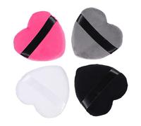 LOORGVEL 4Pcs Heart Shape Cotton Powder Puff Reusable Makeup Applicators for Liquid Dry Powder for Foundation Loose Powder Blush Includes Grey