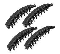 LOORGVEL 4pcs Large Black Banana Hair Clips Toothed Hair Claw Clamp Strong Tension Ponytail Holder for Women Durable Material Updo