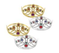LOORGVEL 4pcs Lightweight Halloween Cosplay Crowns Princess and Prince Tiara Headbands for Adults Charming Gold Silver Hair Accessories for Parties Theater Role Play