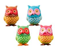 LOORGVEL 4pcs Mini Artificial Owl Figurines Resin Craft Birds for Garden and Home Decoration Lightweight Lifelike Ornaments in Blue Green and Rose Red for Microlandscapes and Party Decor