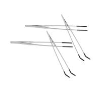 LOORGVEL 4pcs Pet Feeding Tools Tweezers for Feeding Reptiles Bearded Dragon Tongs Aquarium Tools Aquascaping Tweezers for Food Jumping Spider Feeder Tong Stainless Steel Silver