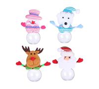 LOORGVEL 4pcs Portable Christmas Candy Can with Santa Claus Snowman Reindeer Bear Mini Round Bottles Transparent Practical Storage Jars for and Decorations