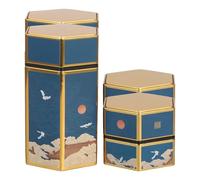 LOORGVEL 4pcs Portable Small Metal Tin Airtight Storage Containers for Tobacco 50g Capacity Vintage Chinese Style Metal Case with Lid for Travel on The Go