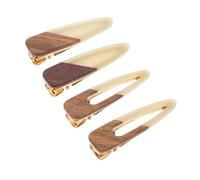 LOORGVEL 4PCS Retro Acrylic and Wood Hair Clip Simple Lightweight Barrettes for Women Elegant Waterdrop Hairpins for Parties and Daily Wear Durable Chic Hair Accessories