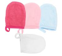 LOORGVEL 4Pcs Reusable Face Cleaning Gloves Premium Microfiber Washable Makeup Remover Cloths Soft Exfoliating Mitts for Gentle Facial Skincare and Deep Pore Cleansing
