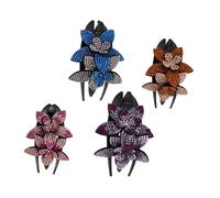 LOORGVEL 4Pcs Rhinestone Floral Hair Clips Elegant Non-slip Comb Barrettes with Double Flower Design for Women Gradient Purple Blue Gray Pink Hairpins for Party and Daily Wear