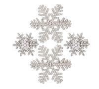 LOORGVEL 4pcs Rhinestone Snowflake Hair Clips Set with Small and Large Crystals, Silver Snowflake Barrettes for Women, Winter Christmas Hair Accessories for Holiday Parties