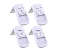 LOORGVEL 4pcs Safety Cabinet Locks for Right Angle and Appliances White Close Proofing Latches with Installation Childproof Fridge and Kitchen Cupboard Locks
