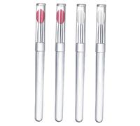 LOORGVEL 4Pcs Silicone Lip Applicators with Lids Transparent Handle Lipstick Brushes Soft Non Scratch Makeup Accessory for Lips and Eyeshadow Application Portable and Stylish