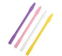 LOORGVEL 4pcs Silicone Stir Sticks for Resin and Face Mask Mixing, 10cm Reusable Silicone Stirring Rods in White, Yellow, Pink, and Purple for DIY Crafts and Beauty Applications
