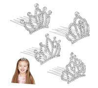 LOORGVEL 4pcs Silver Princess Crown Hair Combs for Durable Rhinestone Tiara Headbands Birthday Party Photo Accessories for Brides