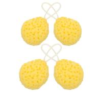 LOORGVEL 4pcs Super Soft Honeycomb Bath Sponges for Adults Ultra-Soft Exfoliating Body Shower Scrubber Gentle Yellow Sponge Set for Showering, Spa, and Relaxation